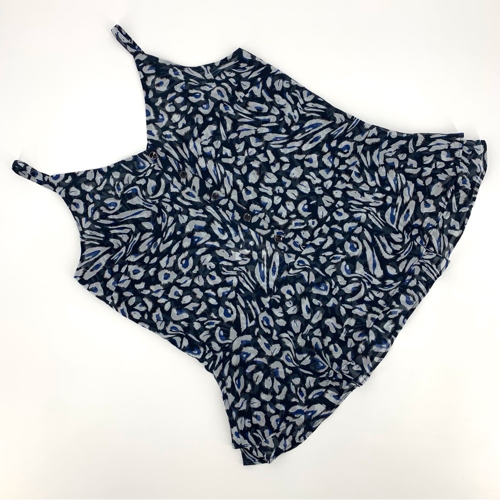 Cabi NWT Purr Cami, # 5362 Grey, Blue, and Black Animal Print Camisole, Small